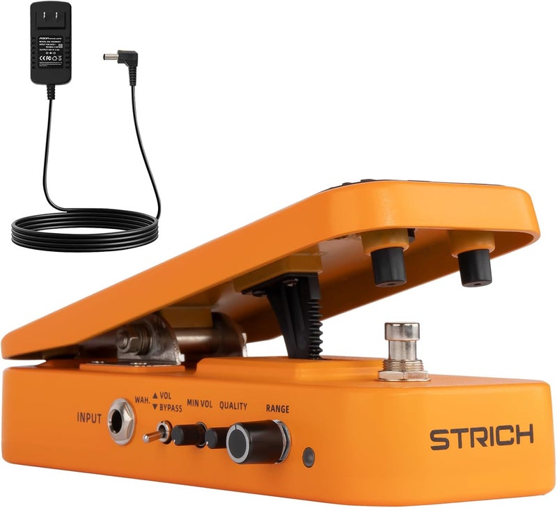 STRICH SW-2 Guitar Wah & Volume Pedal with a Power Supply, 2 in 1 Combo Effects Pedal for Electric Guitar, Vintage Wah Tone with Active Volume Control, Full-Size Lightweight Design - Image 1